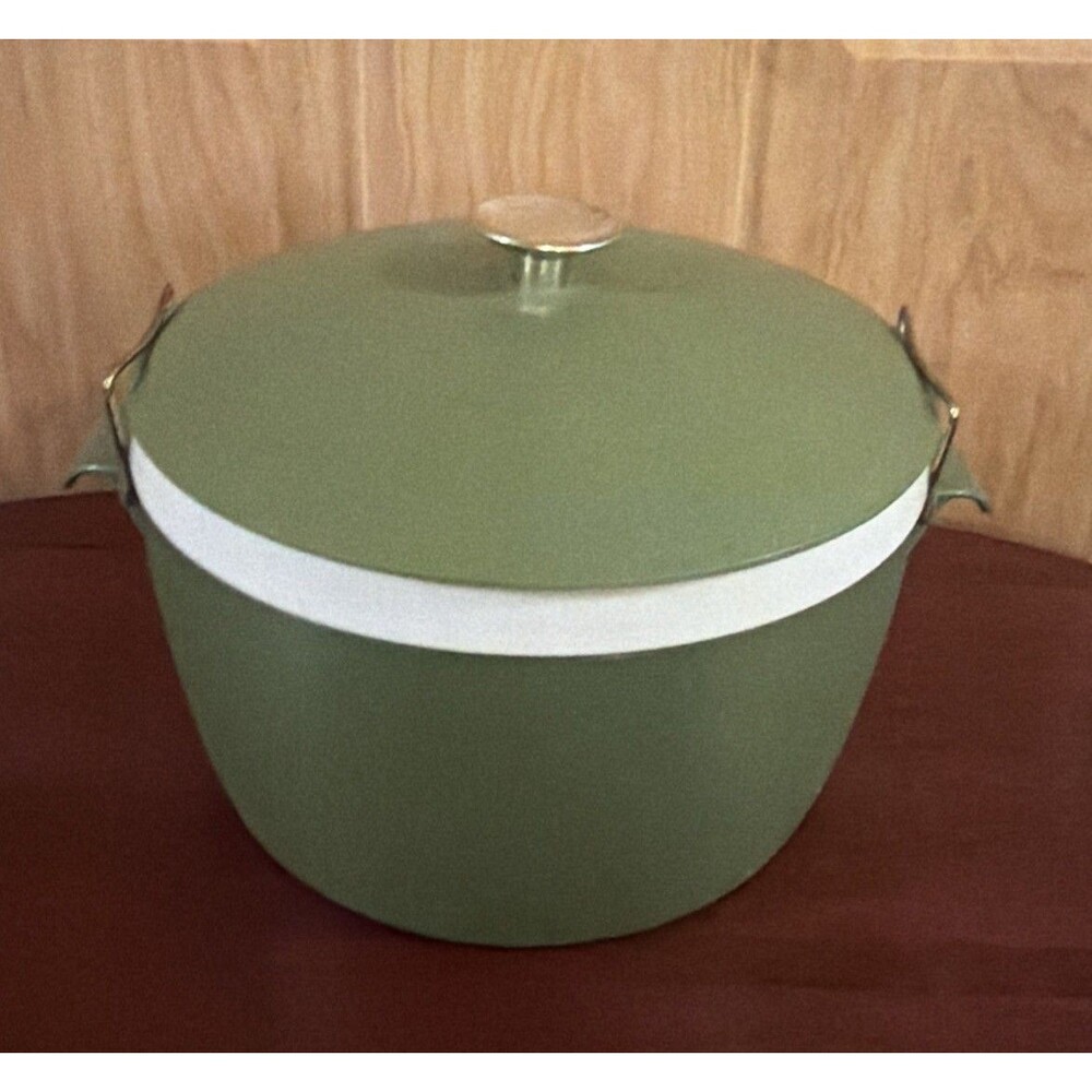 Royal Satin Serving Bowl Therm-o-Ware Green Insulated Bowl/ Ice Bucket Vtg. EUC!